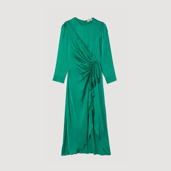 Đầm dài satin 34 Xanh lá