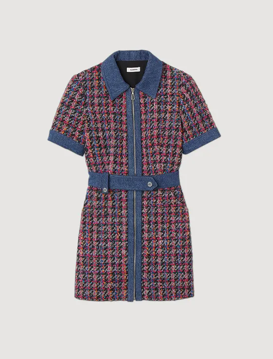 Đầm tweed ngắn 34 Hồng