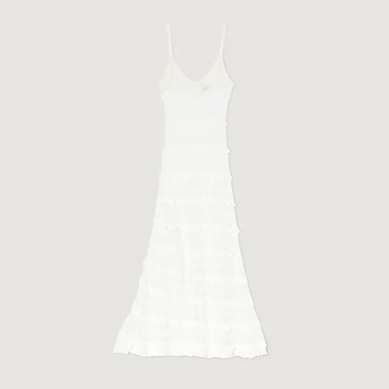Đầm maxi dệt kim 38 Trắng