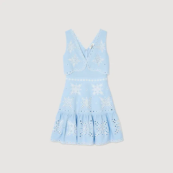 Đầm ngắn Broderie Anglaise 40 Xanh da trời
