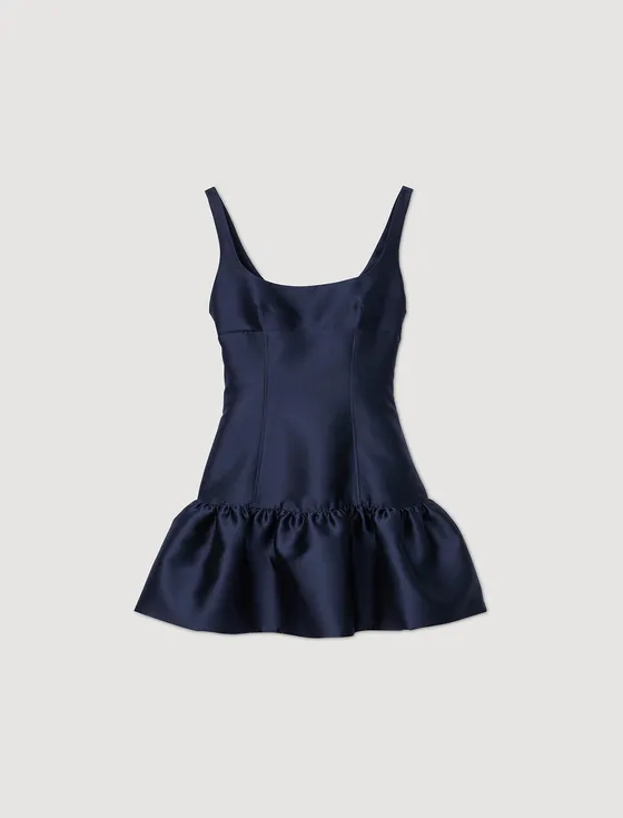 Đầm satin ngắn 38 Xanh đen