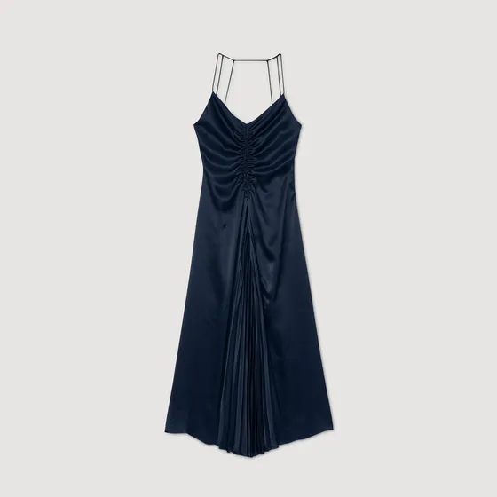 Đầm dài satin hai dây 34 Xanh đen