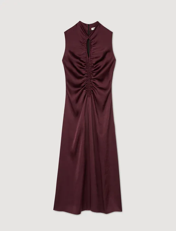 Đầm dài satin cổ tàu 36 Đỏ