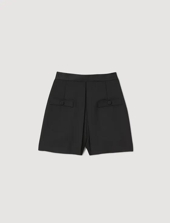 Quần short lưng cao phối khuy 36 Đen