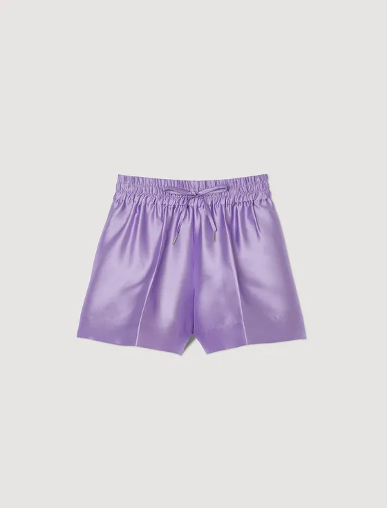Quần short ống rộng satin 34 Tím