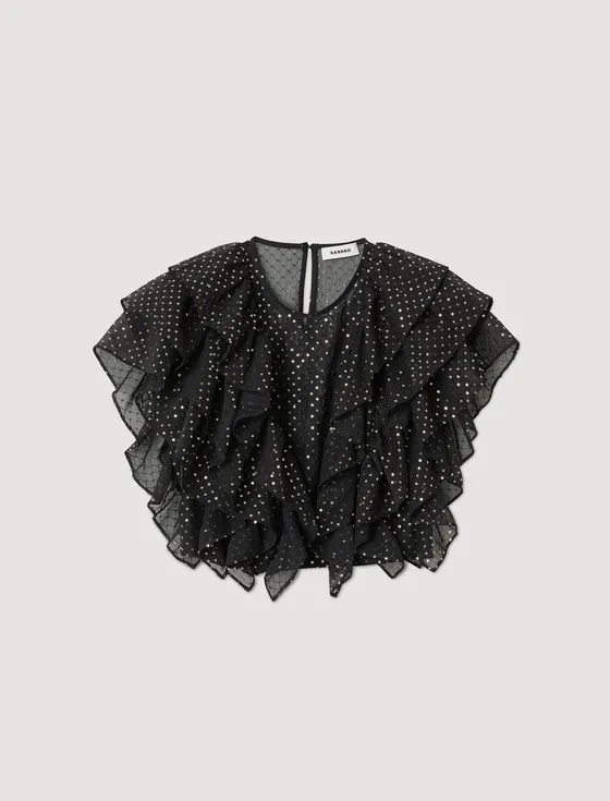 Áo crop top đính đá 1 Đen