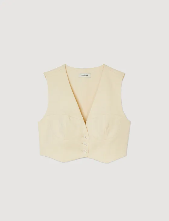 Áo vest linen 1 Trắng Ecru
