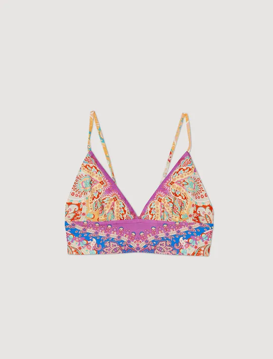 Áo crop top họa tiết 2 Tím
