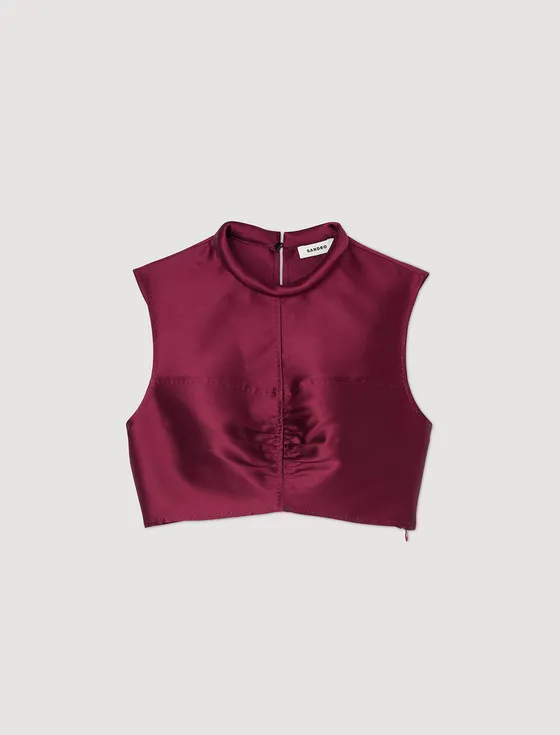 Áo satin dáng crop 310 Đỏ