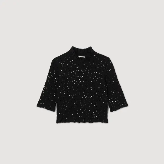 Áo sequin tay lửng 310 Đen