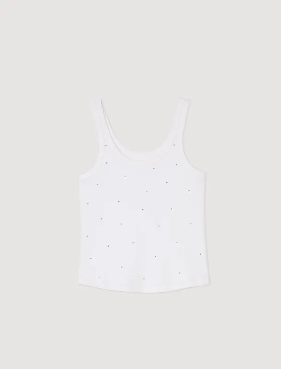 Áo ba lỗ jersey đính đá 310 Trắng