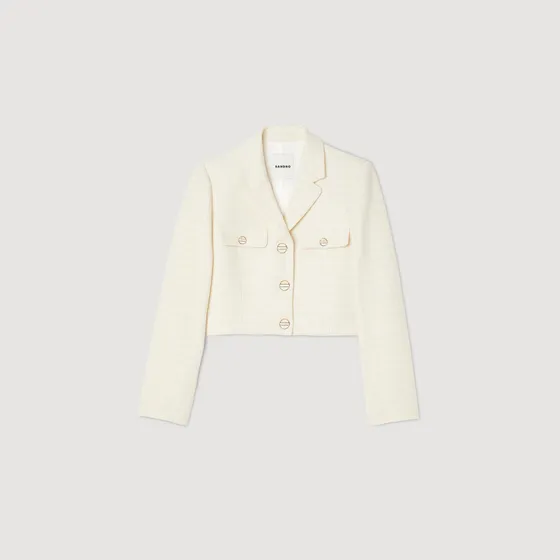 Áo khoác tweed cài khuy 38 Trắng Ecru