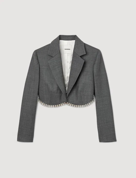 Áo khoác vest dáng ngắn 61 Đen ghi