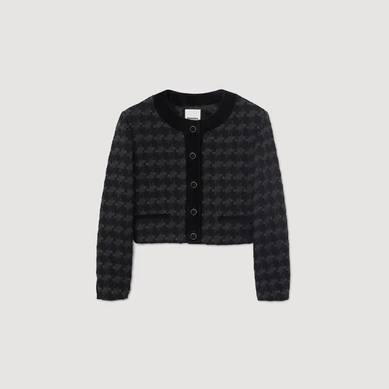 Áo khoác vải tweed dáng ngắn 34 Đen