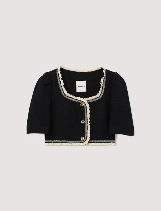 Áo tweed dáng crop 38 Đen