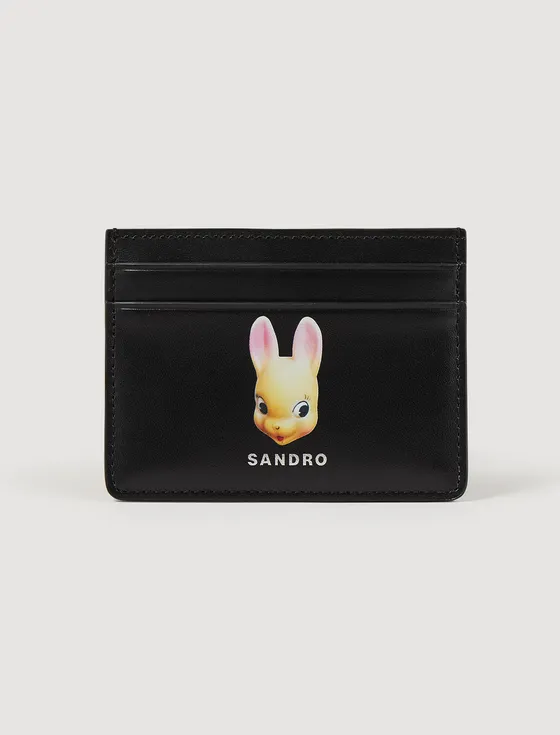 Card holder da in hình thỏ TU Đen