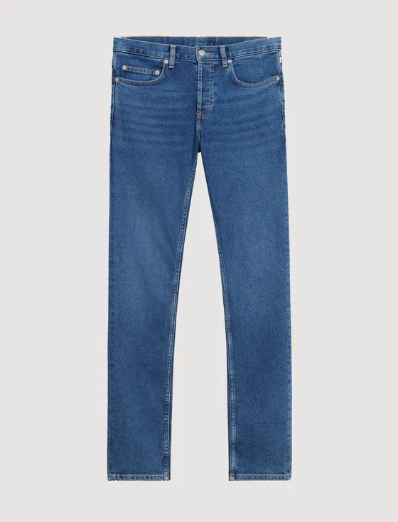 Quần washed jeans mài - Dáng slim cut 128 Xanh denim