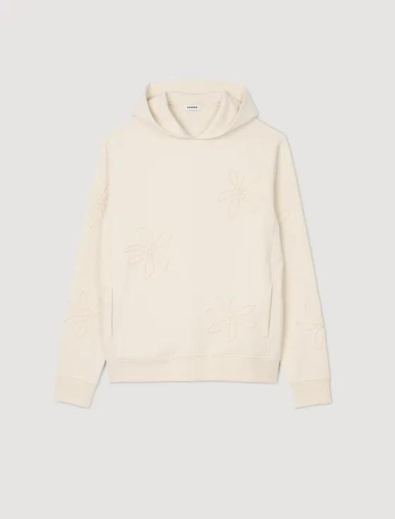 Áo hoodie họa tiết hoa S Trắng Ecru
