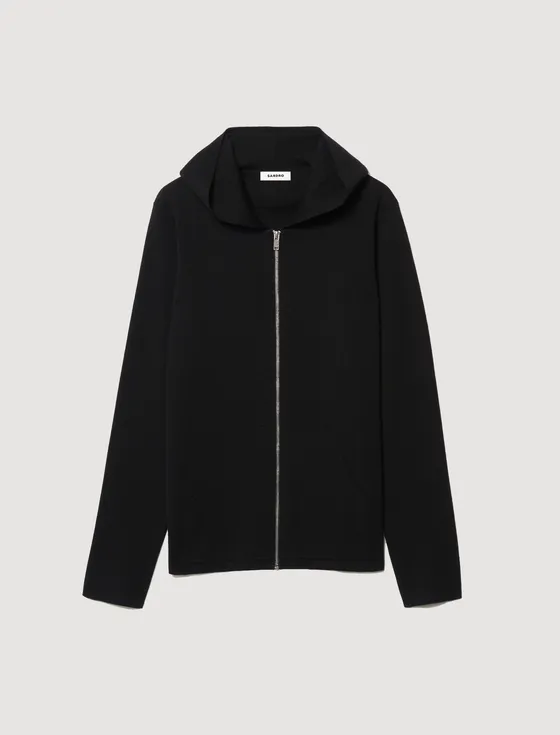 Áo khoác cardigan kéo khóa có mũ 23 Đen