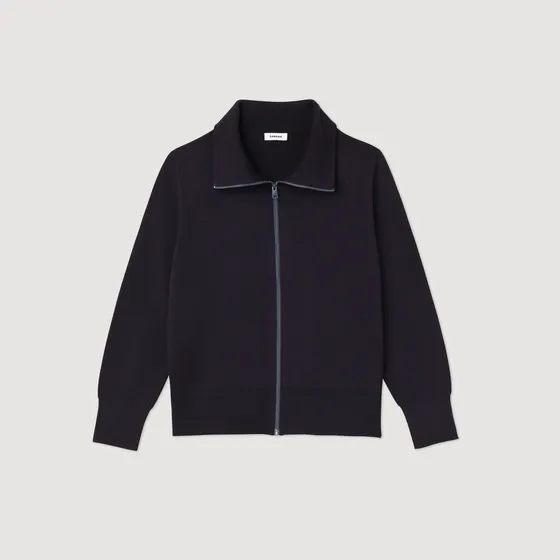 Áo cardigan len zip-up M Xanh đen
