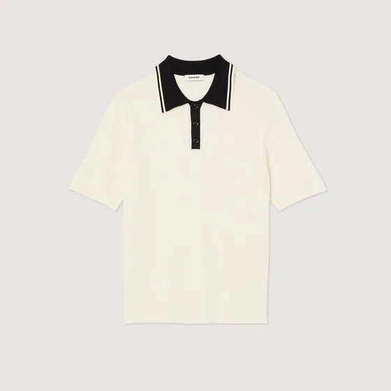 Áo polo cổ áo tương phản 23 Trắng Ecru