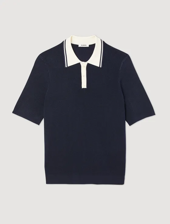Áo polo cổ áo tương phản 23 Xanh đen