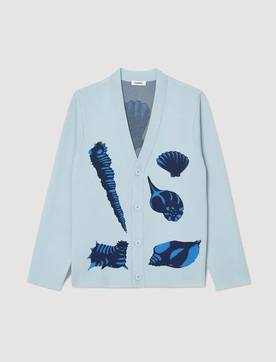 Áo cardigan họa tiết biển M Xanh da trời