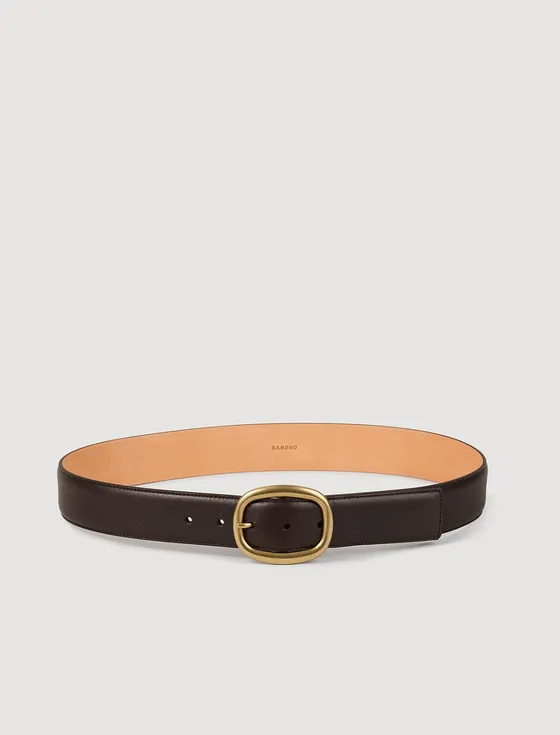 Thắt lưng da khóa kim loại oval 1 Nâu