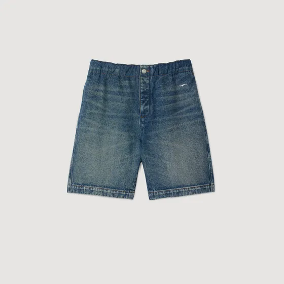 Quần short denim co giãn S Xanh denim