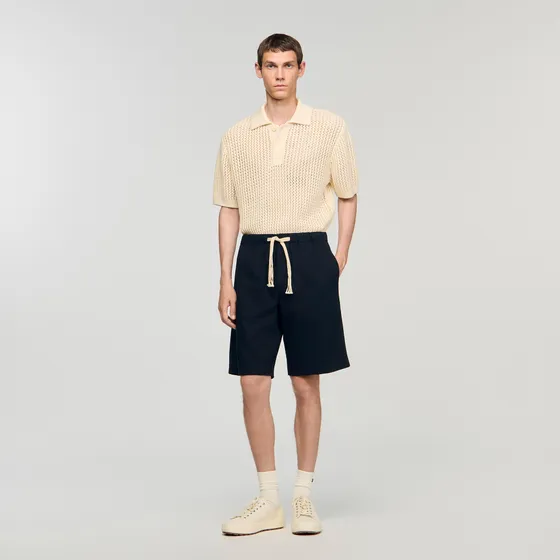 Quần short cotton lưng thun 42 Xanh Navy