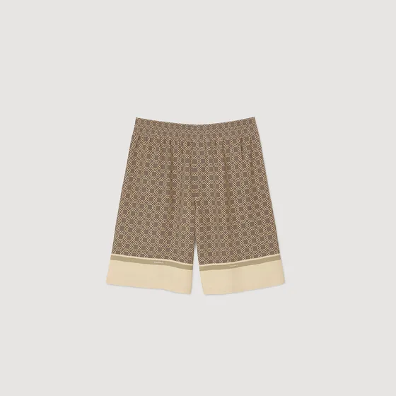 Quần short Bermuda họa tiết 42 Nâu nhạt