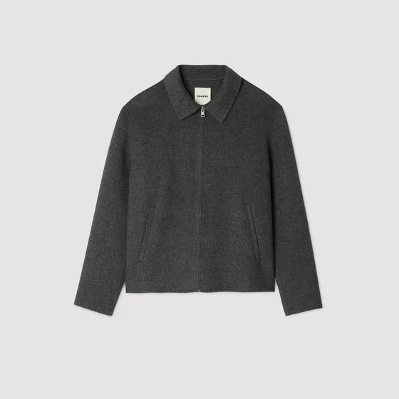 Áo khoác peacoat len nhẹ S Xám than