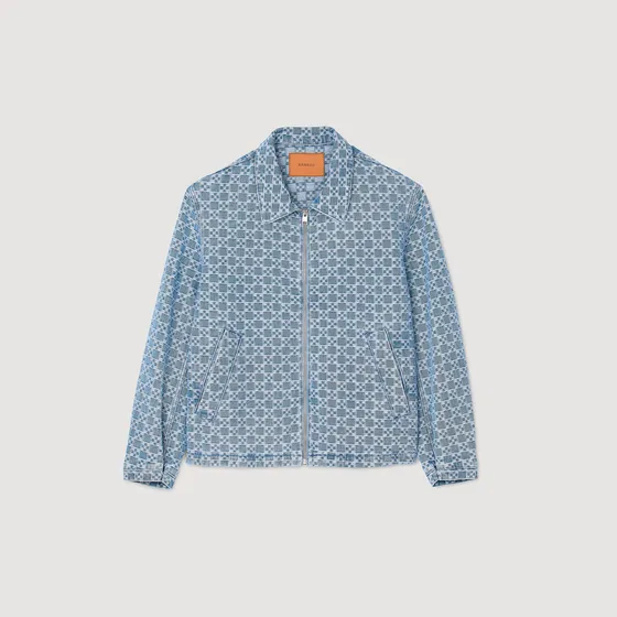 Áo khoác denim họa tiết Square Cross S Xanh denim
