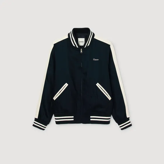 Áo khoác varsity khóa kéo S Xanh Navy