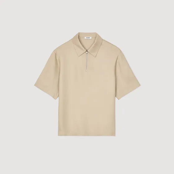 Áo polo cổ kéo khóa S Nâu