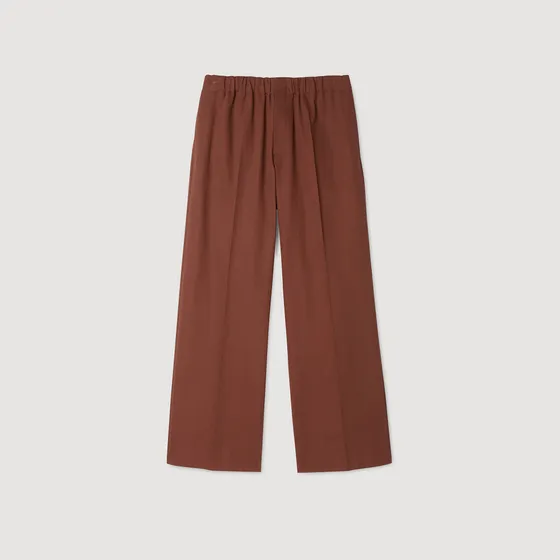 Quần ống rộng cotton co giãn 40 Nâu
