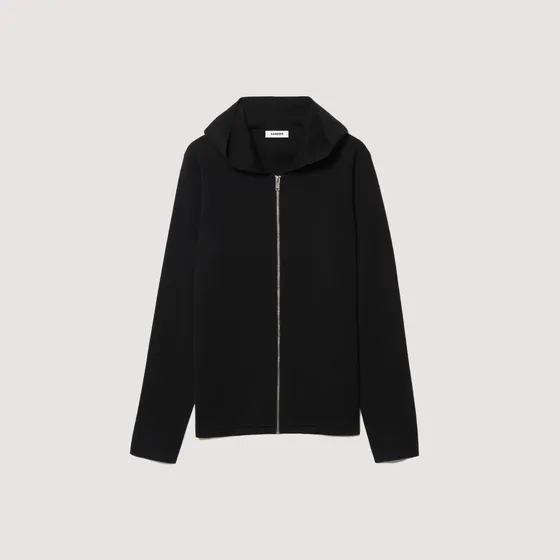 Áo khoác cardigan kéo khóa có mũ 23 Đen