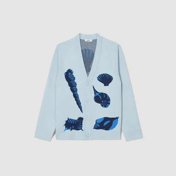 Áo cardigan họa tiết biển M Xanh da trời