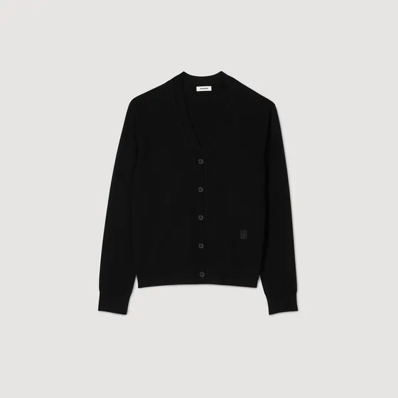 Áo cardigan cổ V S Đen