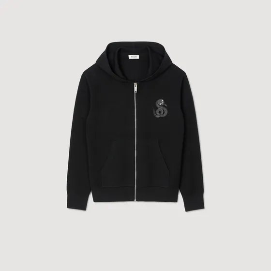 Áo hoodie khóa kéo Snake S Đen