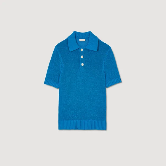 Áo polo dệt kim S Xanh dương