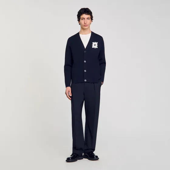 Áo cardigan in hình hoa M Xanh đen