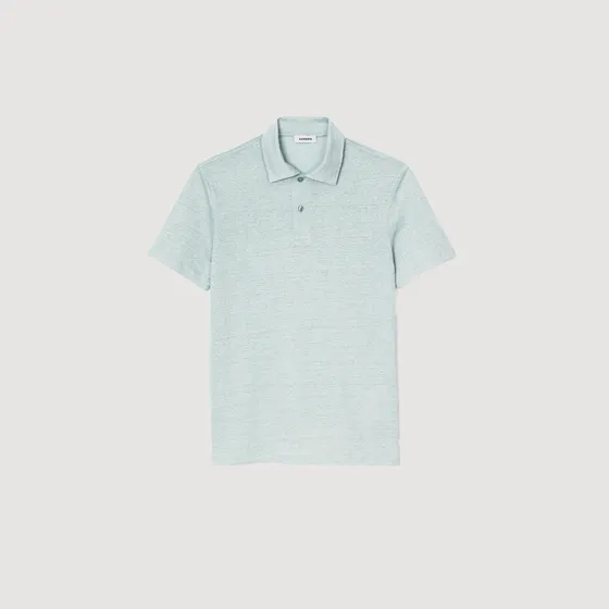 Áo polo vải linen M Xanh dương