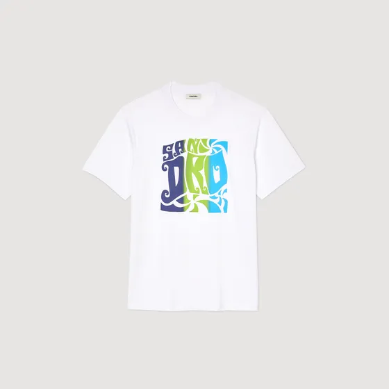 Áo thun cotton họa tiết wave L Trắng