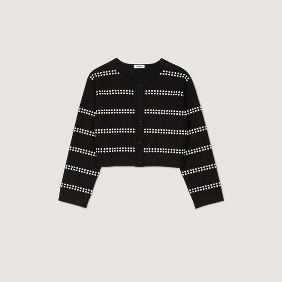 Áo cardigan đính đá 1 Đen