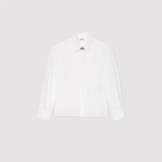 Áo sơ mi lụa đính khuy 2 Trắng