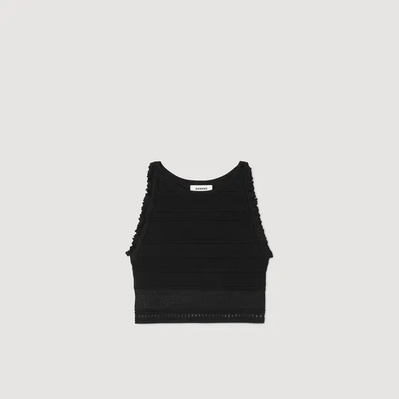 Áo len dệt kim không tay 2 Đen