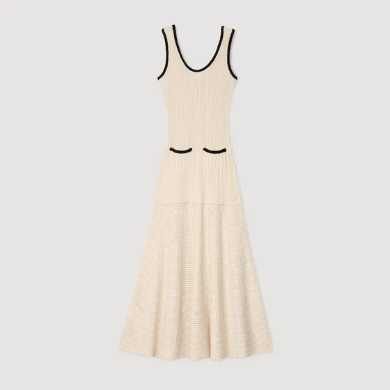 Đầm dài dệt kim 38 Trắng Ecru