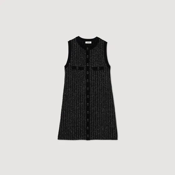 Đầm ngắn dệt kim óng ánh 34 Đen