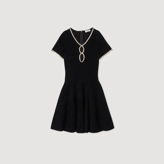 Đầm ngắn đính đá 34 Đen